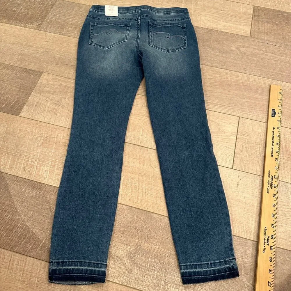 JUSTICE GIRLS PULL ON RHINESTONE DENIM LEGGINGS NEW SIZE 14 MID RISE